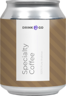 Жестяная баночка Drink2Go Speciality Coffee карамельного цвета.
